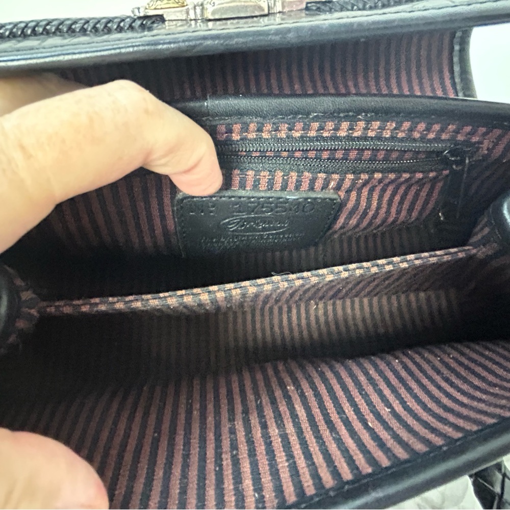 Brighton Brown Leather Croc Pattern Hand Bag Western Cowgirl Animal Print - Picture 8 of 13